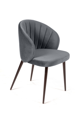 Стул Mont Blanc, бархат светло-серый 26 / черный конус