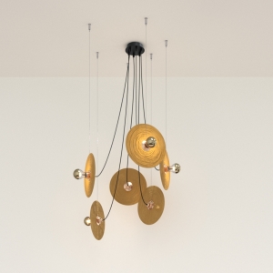 Люстра Fest 6L с янтарными стеклянными дисками 1223