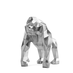 Горилла. Полигональная скульптура из нержавеющей стали. Финиш: Шлифовка. Цвет: Серебро.
