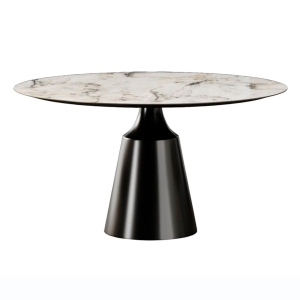 Стол круглый Lucas 120, керамика глянцевая, белая / опора черная