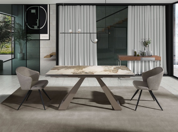 Раздвижной обеденный стол 1117/MC22052DT-MARMOL из керамики в мраморной отделке и стали от интернет-магазина IDODOM.RU