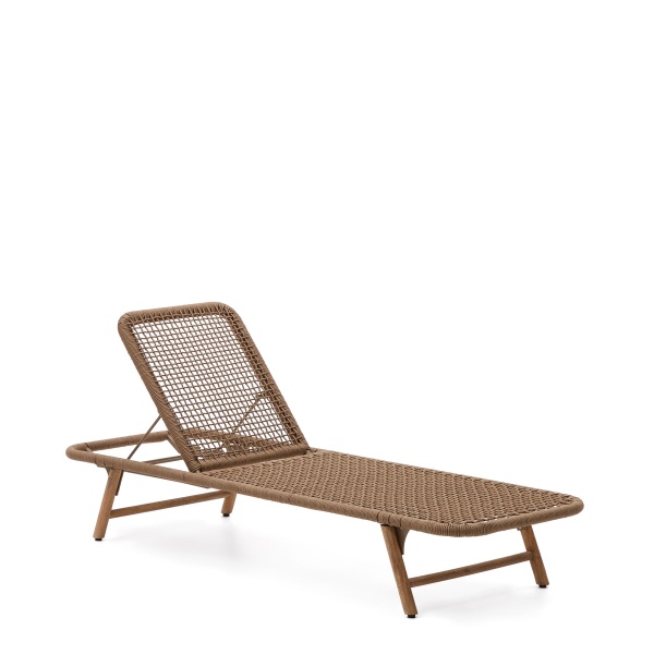 Шезлонг Dandara со стальной конструкцией, бежевым шнуром и ножками из 100% массива акации от интернет-магазина IDODOM.RU