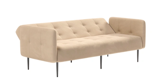 Monaco диван-кровать прямой с подлокотниками, трехместный, велюр бежевый Velutto 04 от интернет-магазина IDODOM.RU