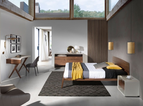 Прикроватная тумбочка 7134/MB2202NS из ореха и лакированного МДФ от интернет-магазина IDODOM.RU