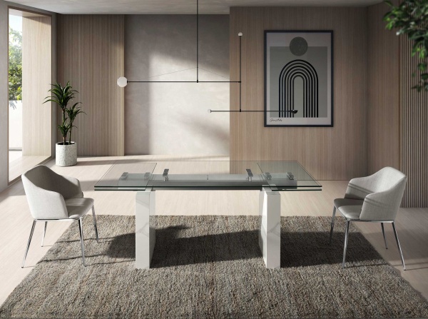 Раздвижной обеденный стол1112/MC22102DT из закаленного стекла и керамики от интернет-магазина IDODOM.RU