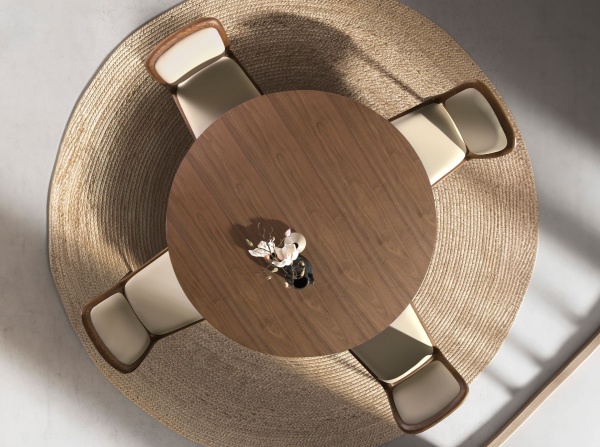 Круглый обеденный стол 1163 из ореха и стали песочного цвета от интернет-магазина IDODOM.RU