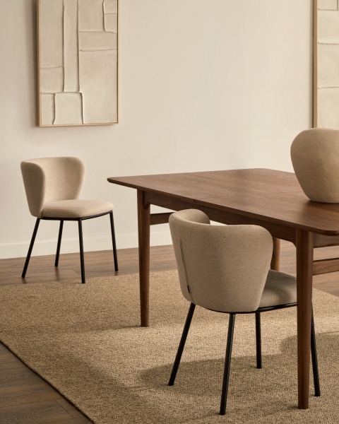 Ciselia Стул из бежевой синели и черной стали от интернет-магазина IDODOM.RU