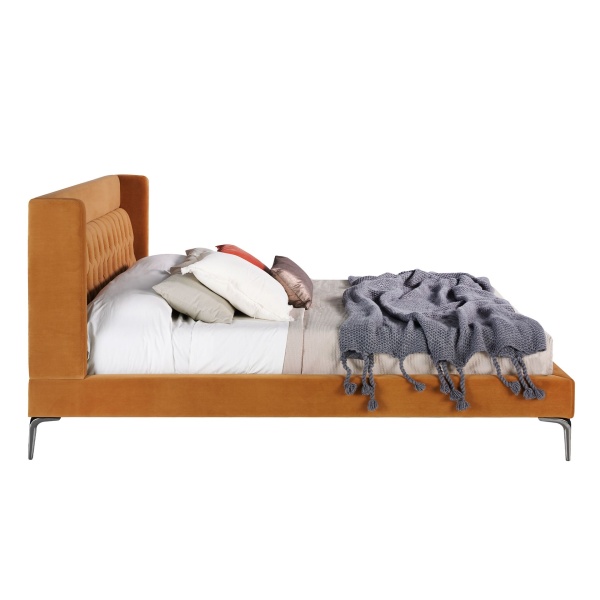 Кровать 7124  из бархата горчичного цвета 180 x 200 от интернет-магазина IDODOM.RU