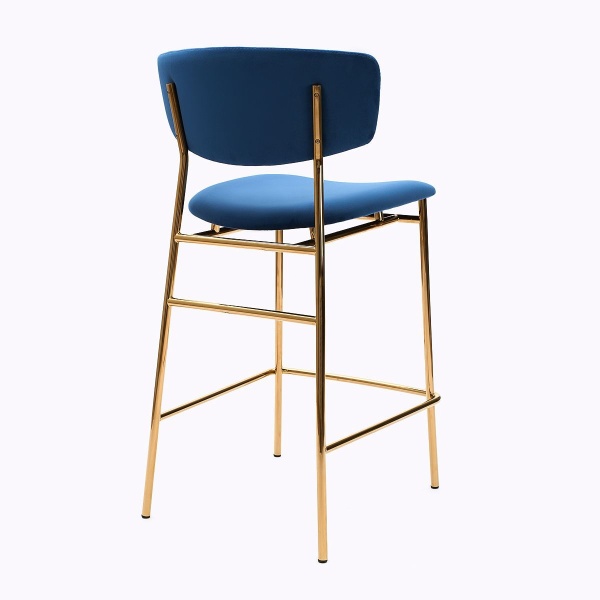 Стул полубарный Deimos, микровелюр синий, опоры золото от интернет-магазина IDODOM.RU