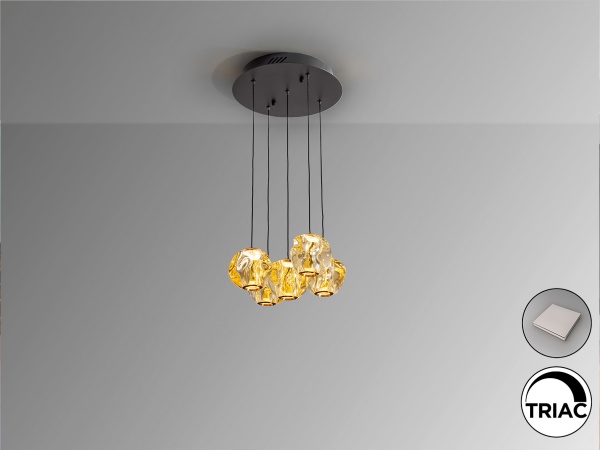 Люстра Zaria 5L черный/бронзовый/янтарный D25 DIM от интернет-магазина IDODOM.RU