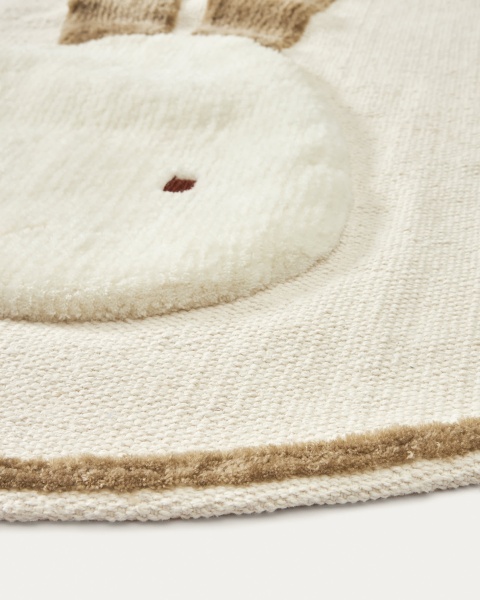 Yanil Круглый бежевый хлопковый коврик с кроликом Ø 100 см от интернет-магазина IDODOM.RU