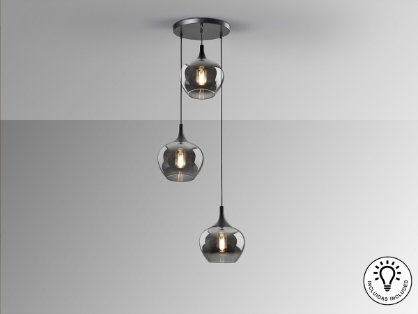 Люстра Opaz 3L черный/дымчатый от интернет-магазина IDODOM.RU