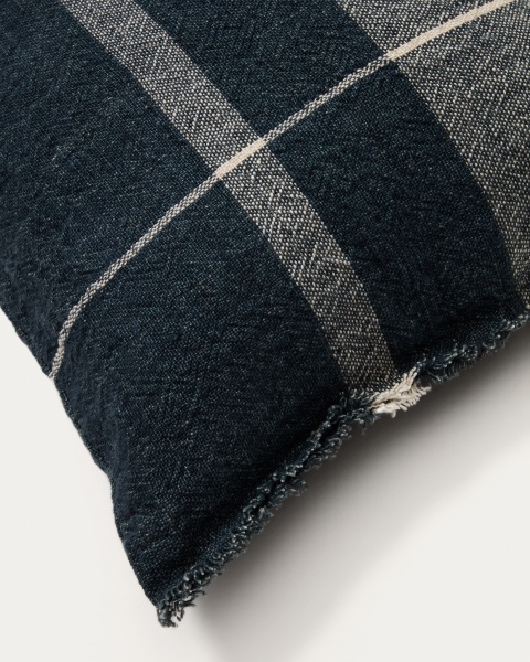 Чехол для подушки Eron из льна синего цвета с бахромой 40 x 60 см от интернет-магазина IDODOM.RU