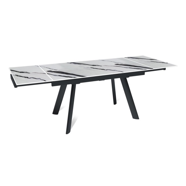 Стол раскладной Stone (140+40+40), керамика глянцевая Panda white от интернет-магазина IDODOM.RU