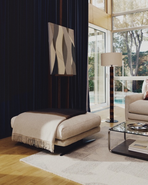 Абстрактный холст Marvilo серо-горчичного цвета 80 x 100 см от интернет-магазина IDODOM.RU