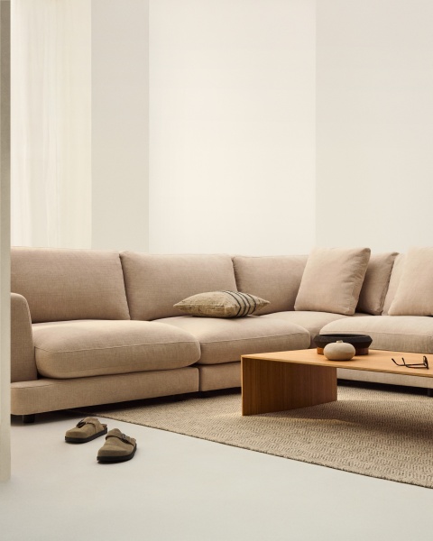 Угловой диван Gala 6-местный из бежевого шенилла от интернет-магазина IDODOM.RU