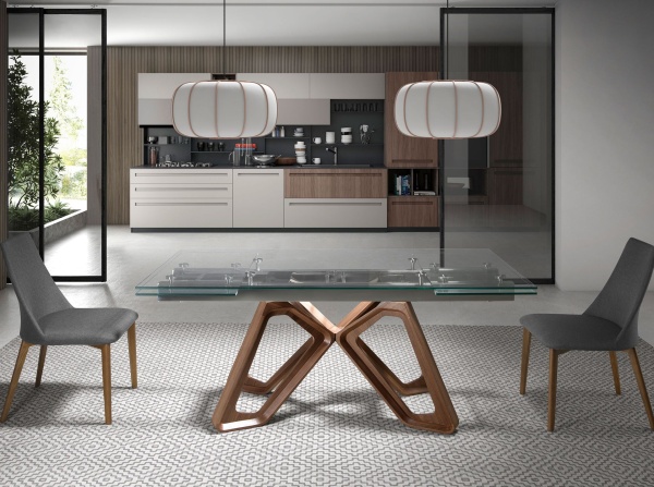 Раздвижной обеденный стол 1122/MC22078DT из закаленного стекла 160/200/240 х 90 от интернет-магазина IDODOM.RU