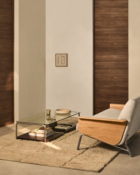 2-местный диван Amsen светло-коричневый с подлокотниками из шпона ореха от интернет-магазина IDODOM.RU