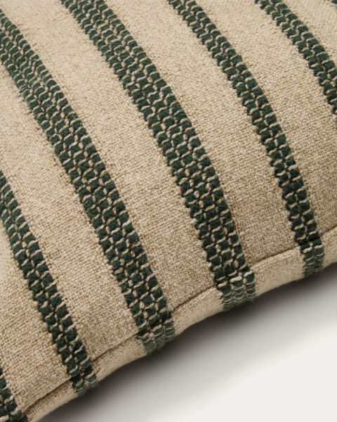 Чехол для подушки Naila из полиэстра темно-зеленого цвета с контрастными полосками 50 х 50 см от интернет-магазина IDODOM.RU