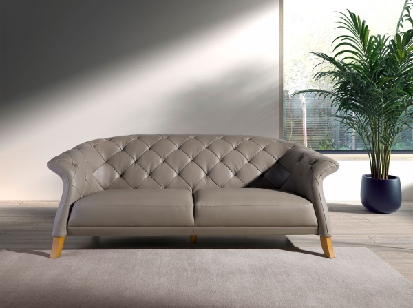 Диван 2-х местный 6187/EX007-2P-T541029 серый кожаный от интернет-магазина IDODOM.RU