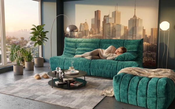 Диван ДеФранс™️ прямой 3-х местный - Эконом микровелюр