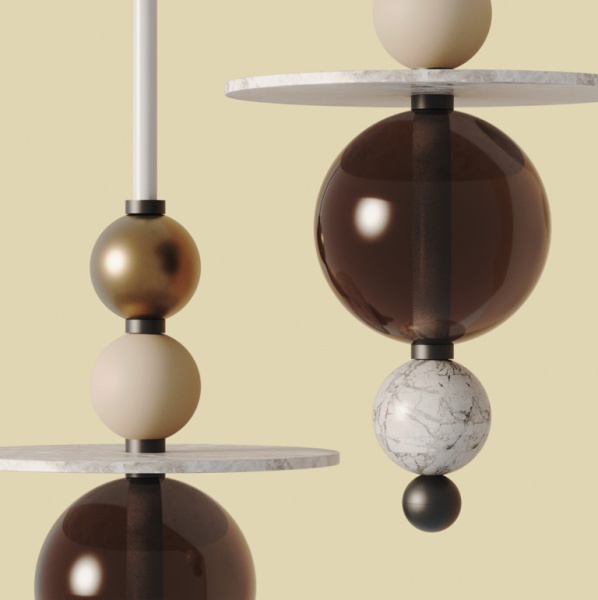 Подвес вертикальный Yma с 5 акс. WHITE, METAL ORO MATE, FUME GRIS 20CM, ALABASTRO 35CM от интернет-магазина IDODOM.RU