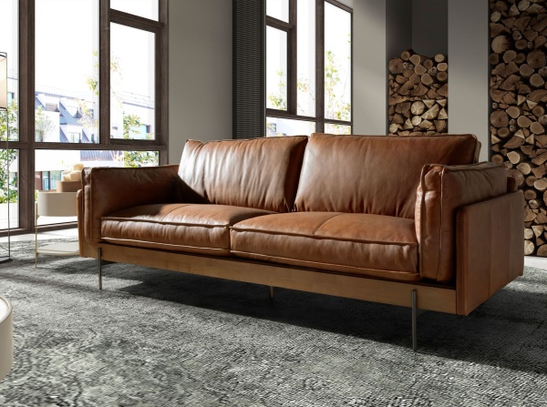 Диван 3-местный 6223 SL из табачно-коричневой кожи от интернет-магазина IDODOM.RU