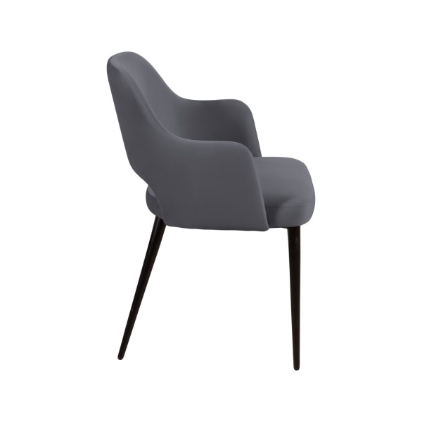 Стул William с подлокотниками, бархат серый 27/ черный конус от интернет-магазина IDODOM.RU