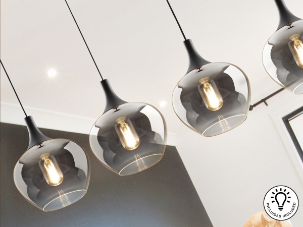 Люстра Opaz 4L черный/дымчатый от интернет-магазина IDODOM.RU