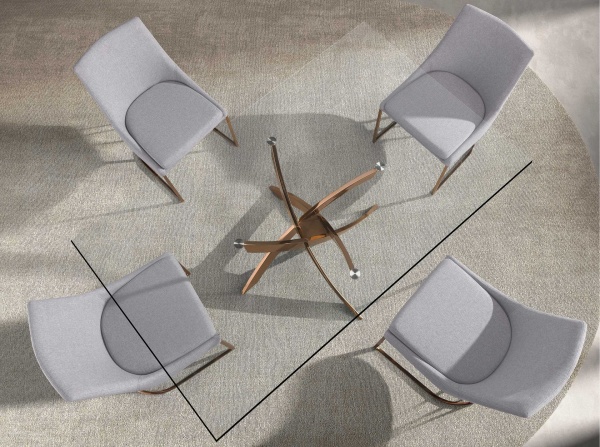 Прямоугольный обеденный стол 1169 из стекла и стали цвета розового золота 150x95 от интернет-магазина IDODOM.RU