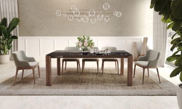 Стол раскладной Aron (180+40), керамика глянцевая черная от интернет-магазина IDODOM.RU