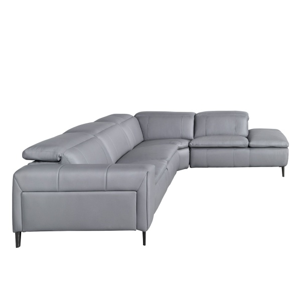 5-местный диван с реклайнером 6217 с правым шезлонгом из серой кожи от интернет-магазина IDODOM.RU