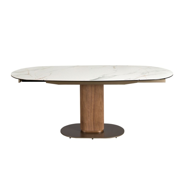 Раздвижной обеденный стол 1165 из ореха и белой керамики от интернет-магазина IDODOM.RU