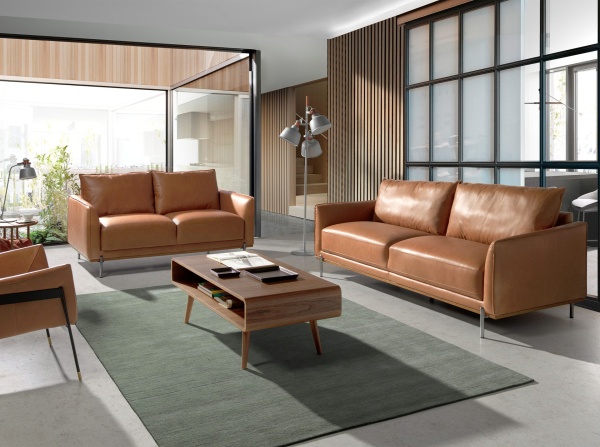 Диван 2-х местный 6129/5607-2P-M2851 кожаный с ножками из стали от интернет-магазина IDODOM.RU