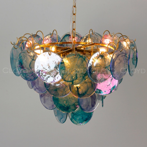 Люстра Cloyd LINZE-B C13 / Ø60 см - латунь - голубое стекло (арт.11675) от интернет-магазина IDODOM.RU