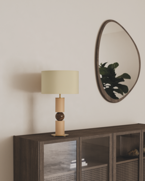 Настольная лампа Alda золотой металл/натуральное дерево/коричневый мрамор + белый абажур 801011/35 от интернет-магазина IDODOM.RU