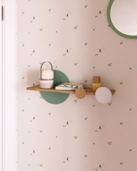 Полка Diti из массива натуральной сосны и бело-бирюзового МДФ 60 x 26 см FSC от интернет-магазина IDODOM.RU