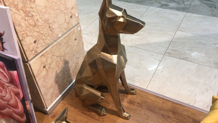 Доберман из нержавеющей  стали. Финиш: обжиг. Цвет: Золото. от интернет-магазина IDODOM.RU