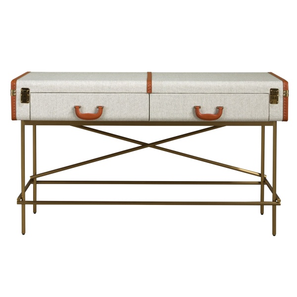 Консольный стол 3271 из шпона ореха и светло-серой ткани от интернет-магазина IDODOM.RU