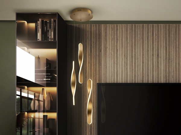 Люстра Twist 3L золотая от интернет-магазина IDODOM.RU