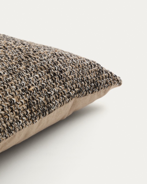 Чехол для подушки Tivra из хлопка и джута черного цвета 45 x 45 см от интернет-магазина IDODOM.RU
