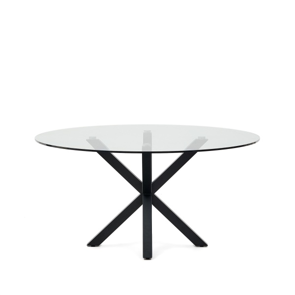 Круглый стеклянный стол Argo и стальные ножки с черной отделкой Ø 150 см от интернет-магазина IDODOM.RU