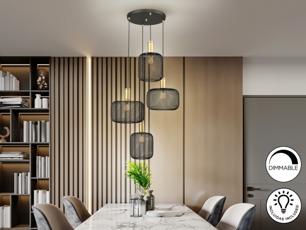 Подвесной светильник Osiris 4L черно-золотой от интернет-магазина IDODOM.RU