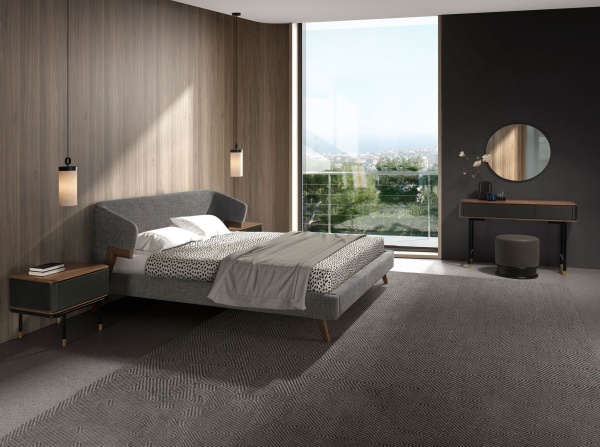 Прикроватная тумбочка 7170/CP2308H из темно-серого дерева с ореховым топом от интернет-магазина IDODOM.RU