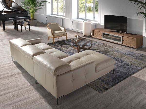 Диван с левым шезлонгом 6202/1281-L-T541011 из песочной кожи от интернет-магазина IDODOM.RU