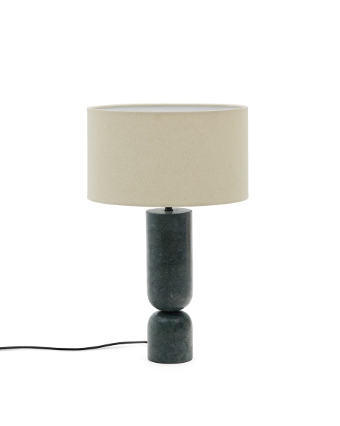 Настольная лампа Vex из зеленого мрамора с серым льняным абажуром от интернет-магазина IDODOM.RU
