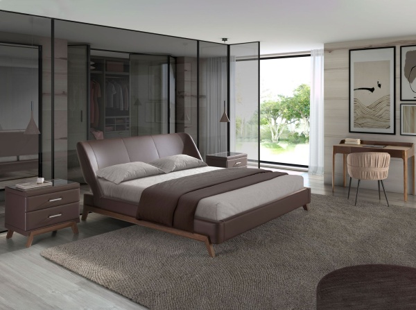 Письменный стол 7147/DE20041 ореховый с верхом из экокожи от интернет-магазина IDODOM.RU