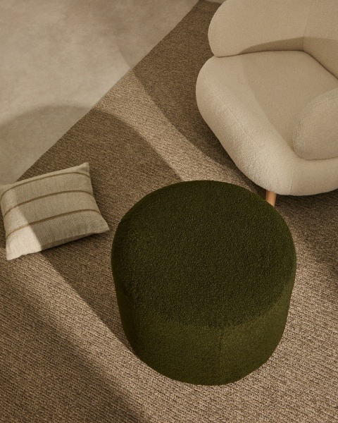 Пуф Kaeli со съемным чехлом из зеленого букле Ø 43 см от интернет-магазина IDODOM.RU