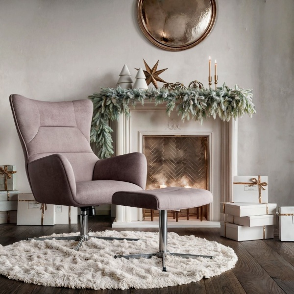 Кресло качалка с оттоманкой ANDREA, серый от интернет-магазина IDODOM.RU