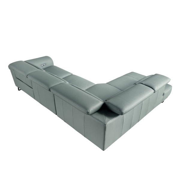 Угловой диван- реклайнер с левым шезлонгом 6251 из бирюзовой кожи от интернет-магазина IDODOM.RU